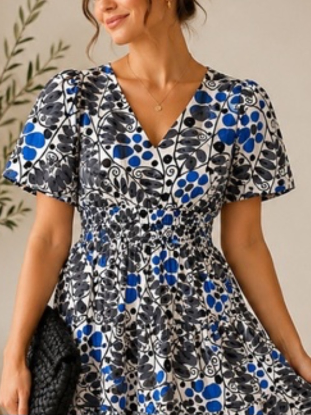 Anthropologie Somerset Blue & Black  Dress